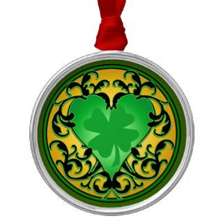 St. Patrick's Heart Christmas Ornaments