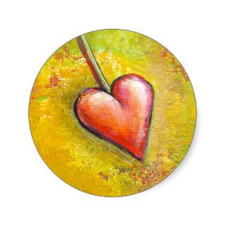 Heart in Motion   fun contemporary painting art Round Stickers