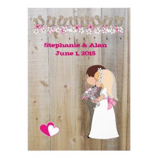 Pink Flowers Country Western Wedding Invitation