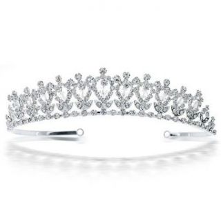 Bling Jewelry Regal Bridal Tiara Headpiece with Crystal Rhinestone Flower Clothing