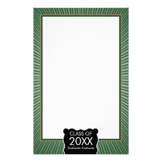Graduation   Green Border with Class of Personalized Stationery