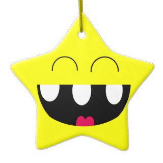 happy funny silly face smile smiley star ornaments