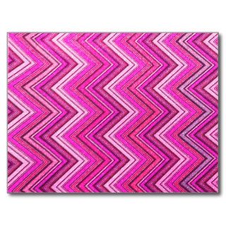 Trendy Hot Pink Chevron Zigzag Glitter Photo Prin Post Cards