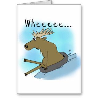 Moose Snow  Tubing Greeting Cards