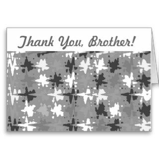 Thank You, Brother, black, gray & white pattern Greeting Cards