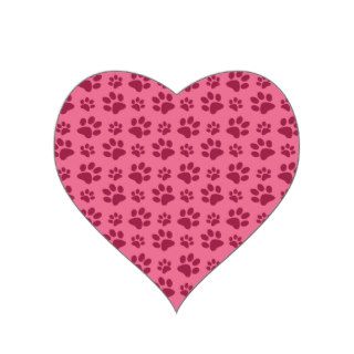 Light pink dog paw print pattern heart sticker