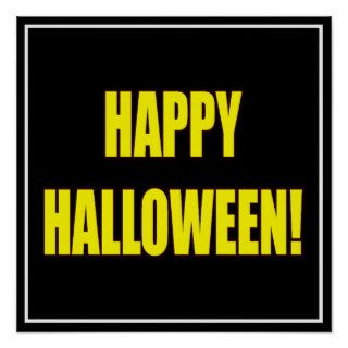 Happy Halloween Yellow & Black Bold Text Design Print