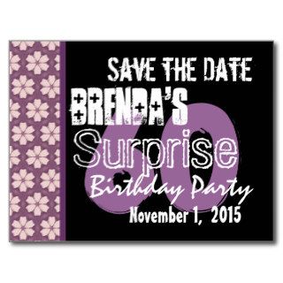 60th Surprise Birthday Save the Date Purple Black Postcard