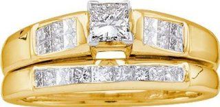 0.50CTW DIAMOND PRINCESS CENTER BRIDAL SET Jewelry