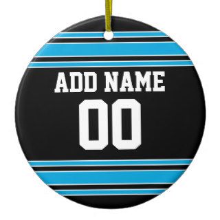 Black Blue Football Jersey Custom Name Number Christmas Tree Ornament