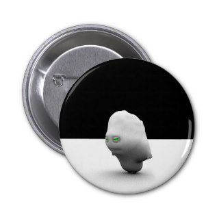 3d little monster creature black on white pinback buttons