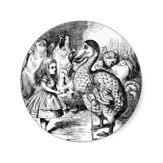 Alice in Wonderland and Dodo Bird Round Stickers
