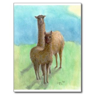 Llama Mama Baby Cria Farm Animal Art Cathy Peek Post Cards