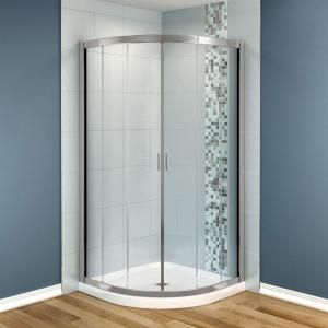 MAAX Intuition 40 in. x 40 in. x 73 in. Neo Round Shower Kit in Nickel with Clear Glass and Base in White 105985 000 001 101