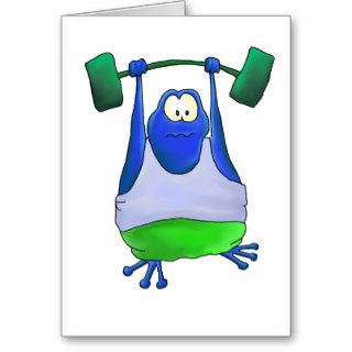 Weightlifting Frog Greeting Card