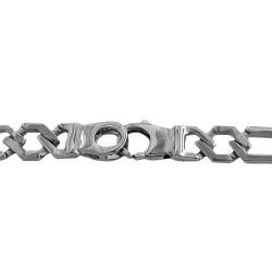 Fremada Sterling Silver Men's Solid Hexagonal Curb Link Necklace Fremada Men's Necklaces