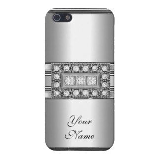 Fabric/ Silver Look Pern Cases For iPhone 5