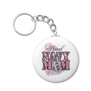 Proud Navy Mom Dog Tag Keychains