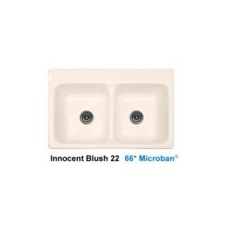 CorStone 27 5 66 Microban Innocent Blush Greenwich Greenwich Advantage 3.2 Double Bowl Kitchen Sink with Five Faucet Holes    
