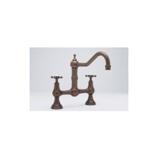 Rohl U.4750XPN 2 Polished Nickel Perrin & Rowe Perrin & Rowe Bridge Kitchen Faucet, Cross Handles   Touch On Kitchen Sink Faucets  