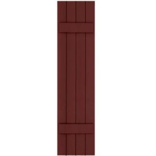 Winworks Wood Composite 15 in. x 64 in. Board and Batten Shutters Pair #650 Board and Batten Red 71564650