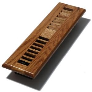 2 in. x 12 in. Medium Oak Wood Louvered Design Floor Register WL212 M