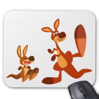 Cute Cartoon Kangaroo Dad and Son Mousepad