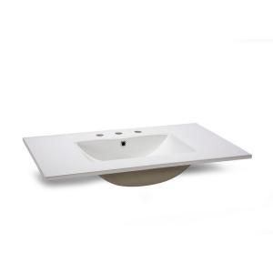 Pegasus 37 in. W Vitreous China Vanity Top in White with White Basin PEGCVT 370 ISS