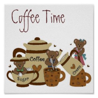 Coffee Time Bear Poster 15x15
