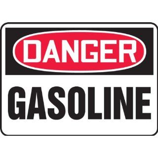 Accuform Signs MCHL241VA Aluminum Safety Sign, Legend "DANGER GASOLINE", 7" Length x 10" Width x 0.040" Thickness, Red/Black on White Industrial Warning Signs