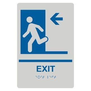 ADA Exit Left Braille Sign RRE 241 BLUonPRLGY Enter / Exit  Business And Store Signs 