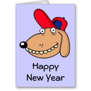 Happy New Year  card "funny dog" cartoon