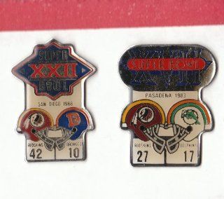 2 Vintage Washington Redskins Super Bowl Champions Starline Helmet Pin 1983 1988 