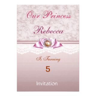 Sweet Pink Girls Princess Birthday Party Custom Invitations