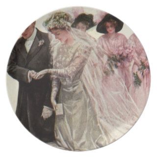 Vintage Victorian Wedding Ceremony, Bride Groom Party Plates