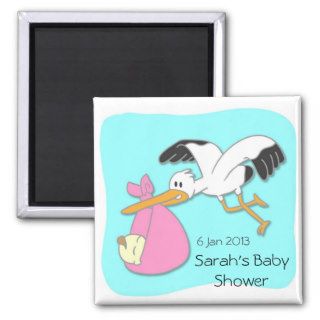 Stork carrying baby cartoon baby shower magnet