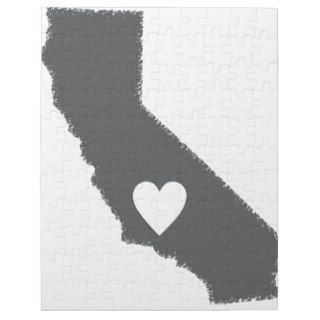 I Heart California Grunge Look Outline State Love Puzzle
