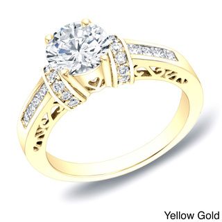 Auriya 14k Gold 1 1/4ct TDW Diamond Engagement Ring With Heart (H I, SI1 SI2) Auriya Engagement Rings