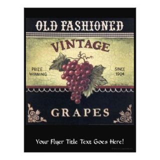 Old Fashion Vintage Grapes, Purple and Black Wine Full Color Flyer