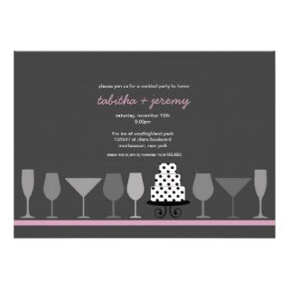 Modern Cocktail Party Bridal Shower Charcoal Pink Card