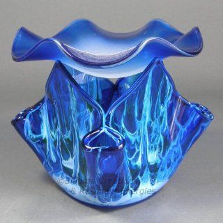 Blue Scalloped Tulip Blown Glass Oil Diffuser, (OIL226) 