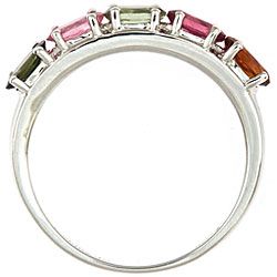 D'Yach 14k White Gold Multi colored Tourmaline Ring D'Yach Gemstone Rings