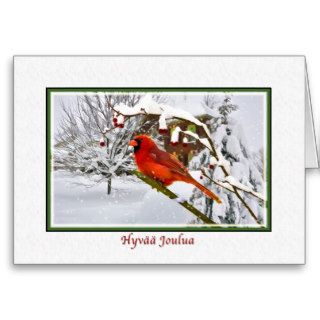 Christmas, Finnish, Cardinal Bird, Snow, Card