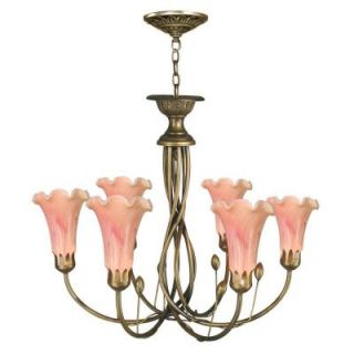 Dale Tiffany Victoria Lily 6 Light Hanging Antique Brass Chandelier DISCONTINUED STH11079