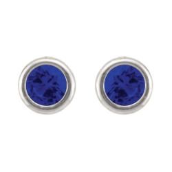 10k White Gold Created Sapphire Stud Earrings Gemstone Earrings