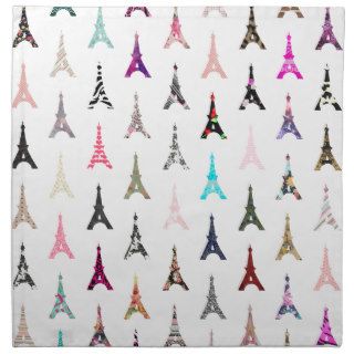 Funny Girly Colorful  Eiffel Towers Patterns Cloth Napkin