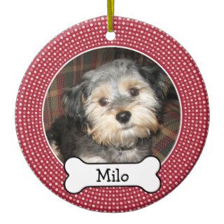 Pet Photo with Dog Bone   Double Sided Christmas Tree Ornaments