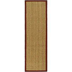 Hand woven Sisal Natural/ Red Seagrass Runner Rug (2'6 x 8') Safavieh Runner Rugs