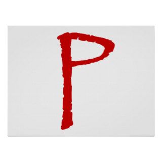 The letter P in red Papyrus font Posters