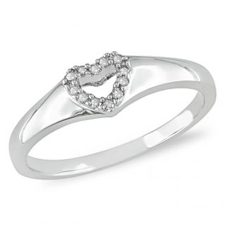 10k White Gold Diamond Open Heart Ring Diamond Rings